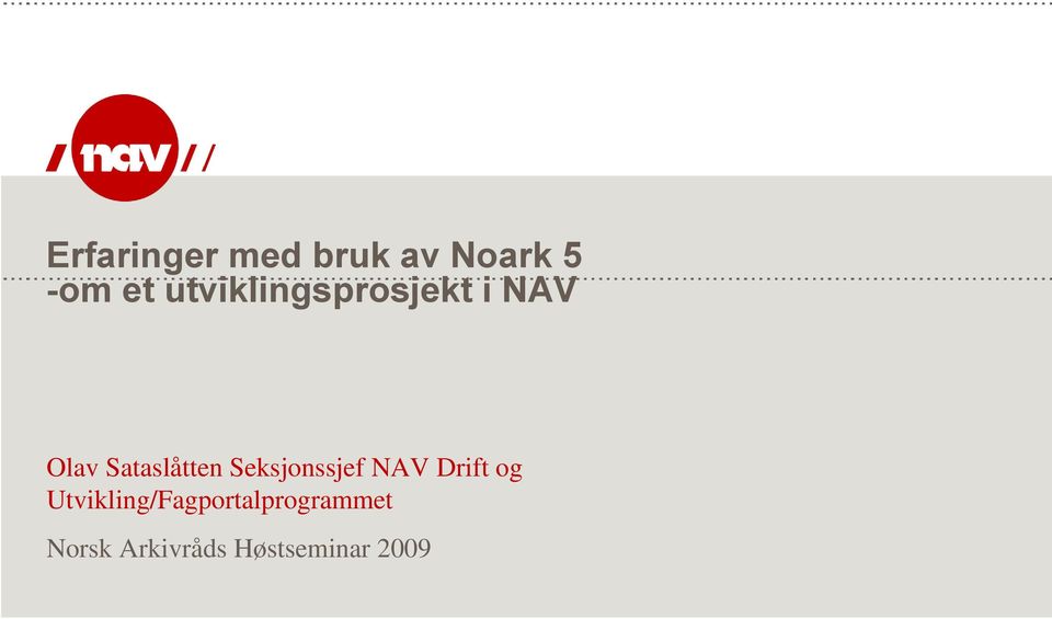 Seksjonssjef NAV Drift og