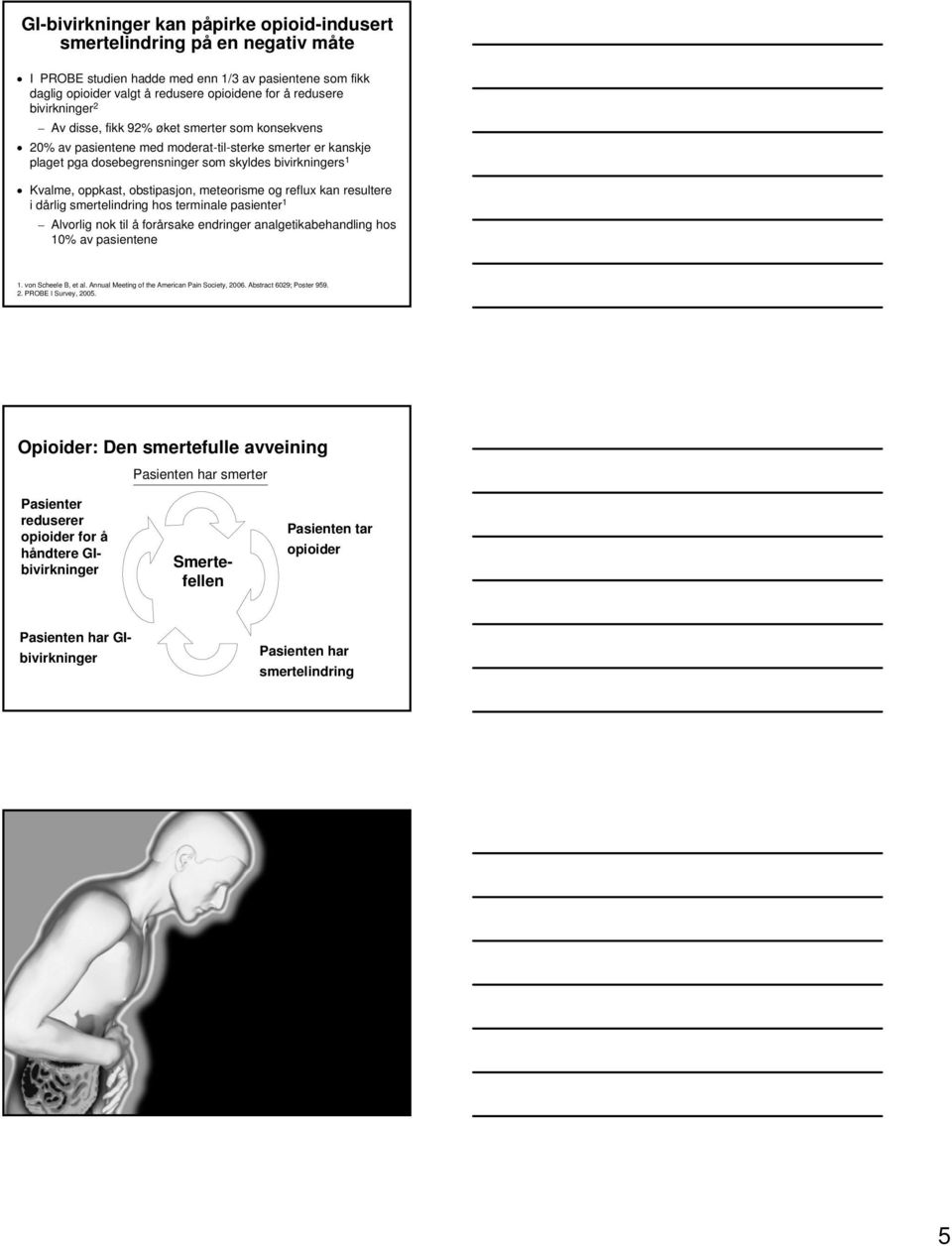 obstipasjon, meteorisme og reflux kan resultere i dårlig smertelindring hos terminale pasienter 1 Alvorlig nok til å forårsake endringer analgetikabehandling hos 10% av pasientene 1.