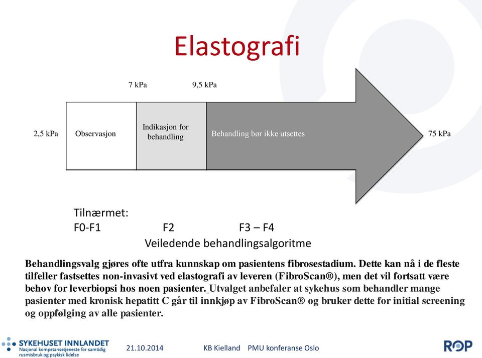 Dette kan nå i de fleste tilfeller fastsettes non-invasivt ved elastografi av leveren (FibroScan ), men det vil fortsatt være behov for leverbiopsi