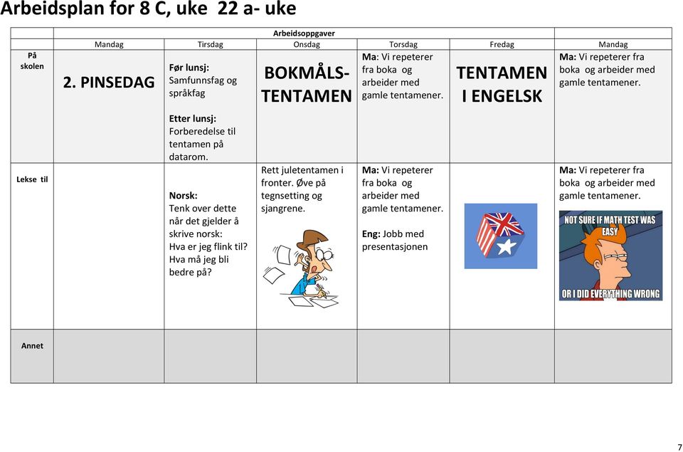 Norsk: Tenk over dette når det gjelder å skrive norsk: Hva er jeg flink til? Hva må jeg bli bedre på?