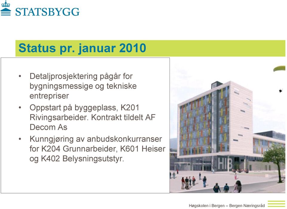 tekniske entrepriser Oppstart på byggeplass, K201 Rivingsarbeider.