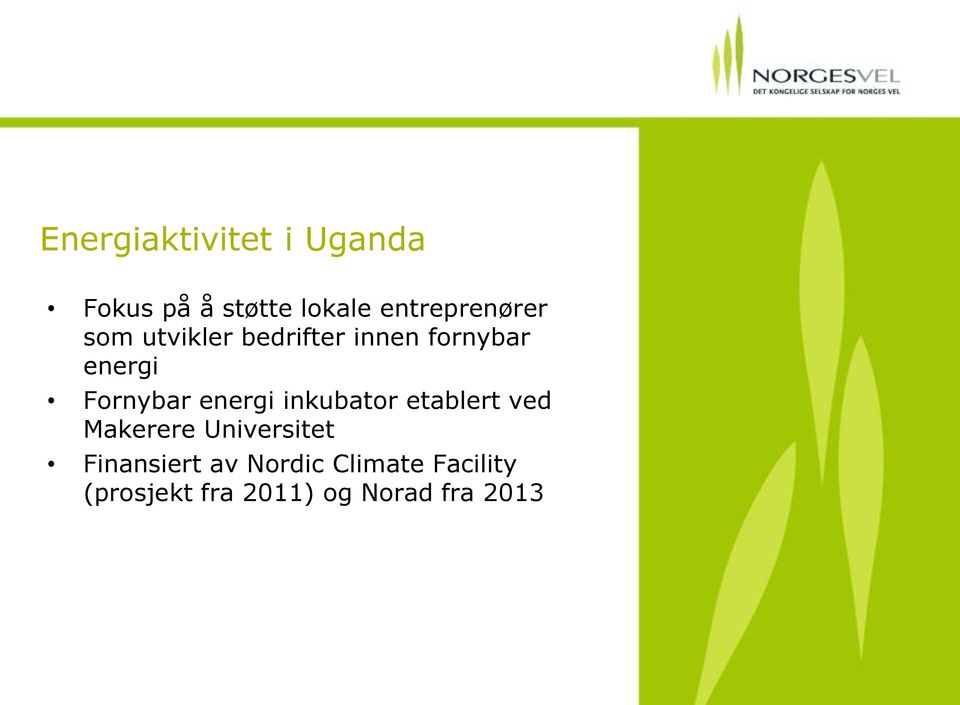Fornybar energi inkubator etablert ved Makerere Universitet