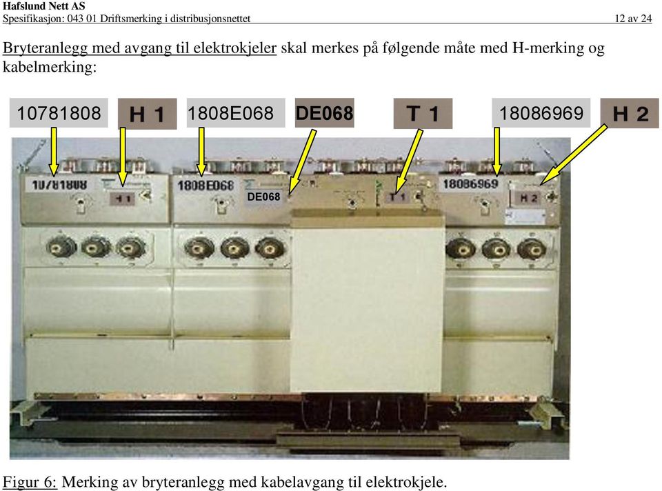 måte med H-merking og kabelmerking: 10781808 1808E068 DE068 18086969