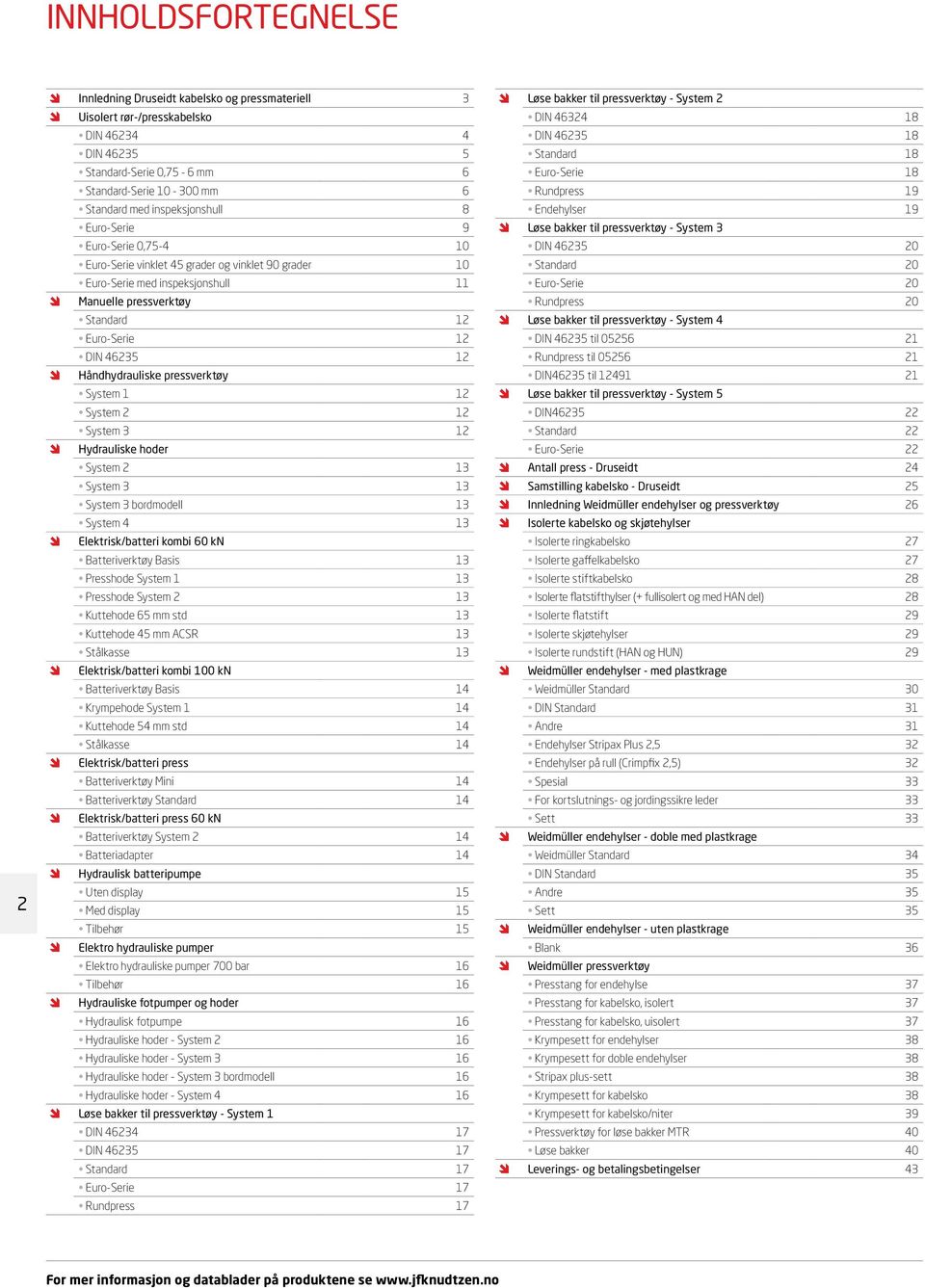 Håndhydrauliske pressverktøy System 1 12 System 2 12 System 3 12 Hydrauliske hoder System 2 13 System 3 13 System 3 bordmodell 13 System 4 13 Elektrisk/batteri kombi 60 kn Batteriverktøy Basis 13