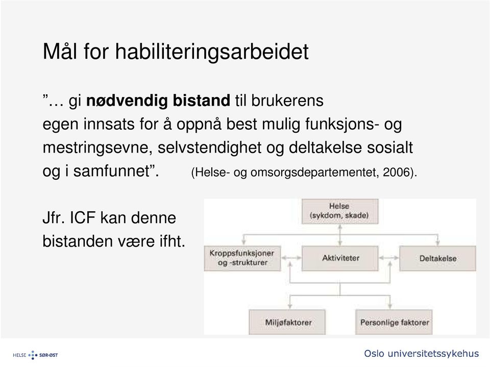 selvstendighet og deltakelse sosialt og i samfunnet.