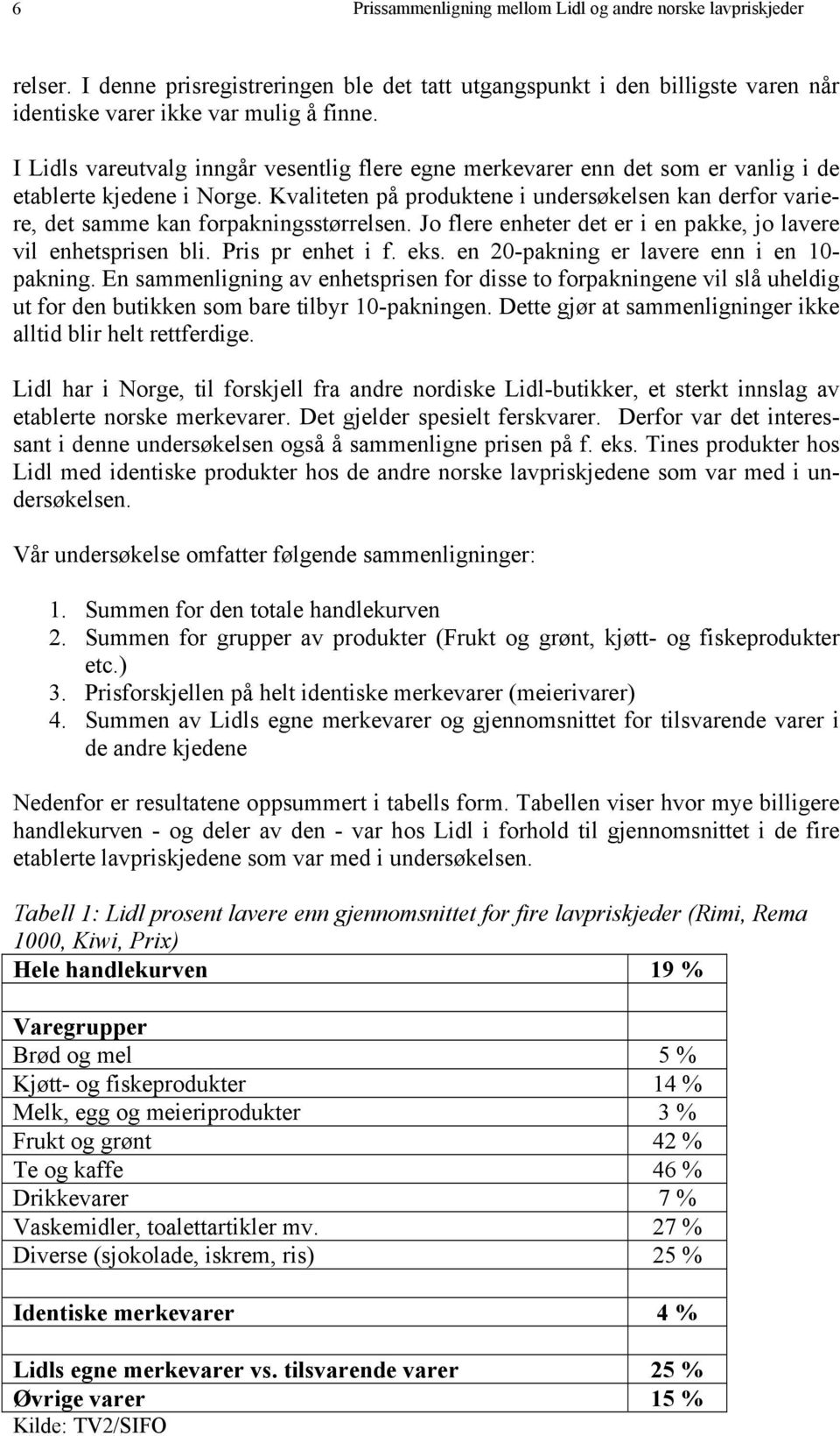 Kvaliteten på produktene i undersøkelsen kan derfor variere, det samme kan forpakningsstørrelsen. Jo flere enheter det er i en pakke, jo lavere vil enhetsprisen bli. Pris pr enhet i f. eks.