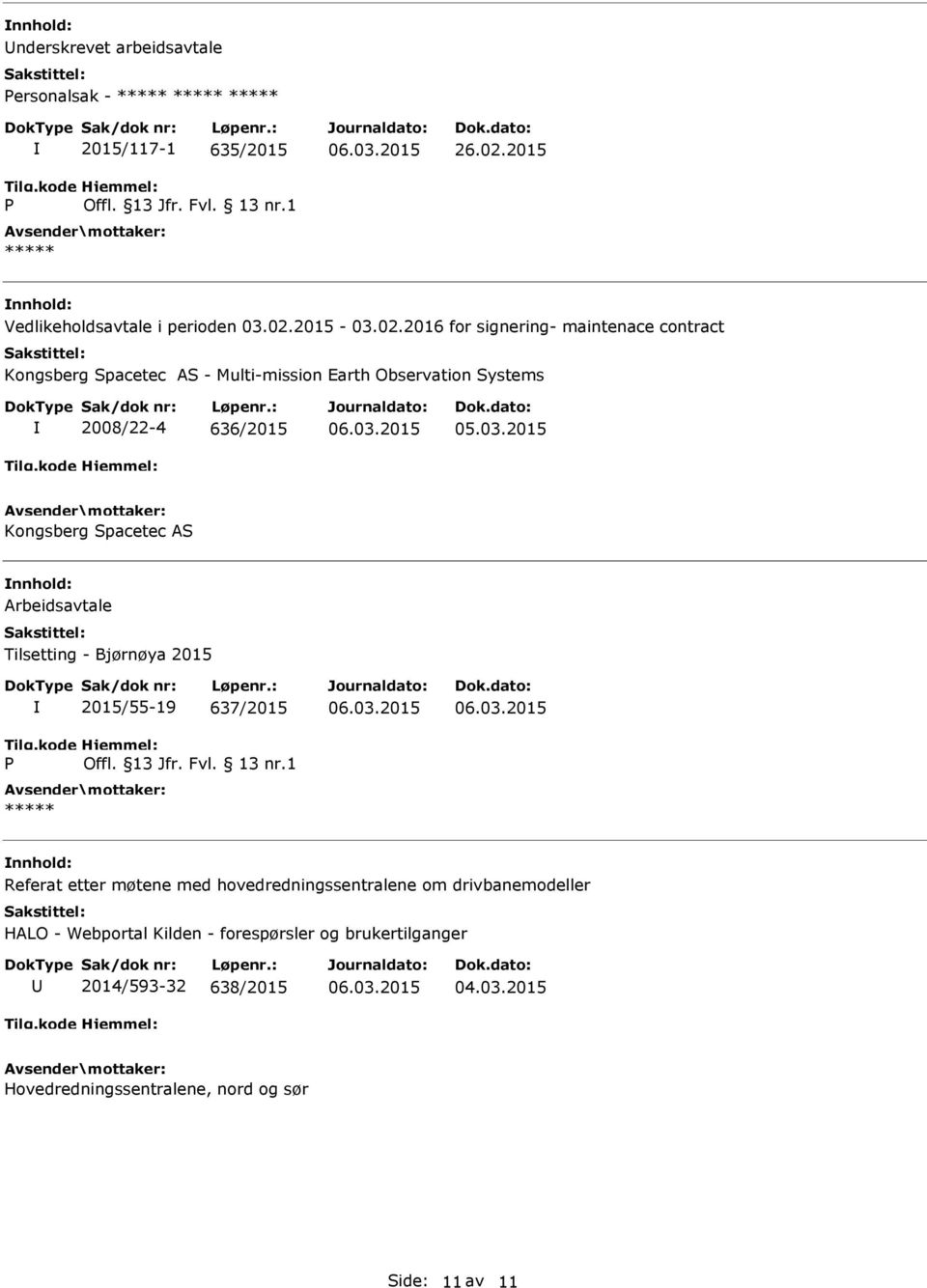 AS Arbeidsavtale Tilsetting - Bjørnøya 2015 P 2015/55-19 637/2015 Offl. 13 Jfr. Fvl. 13 nr.