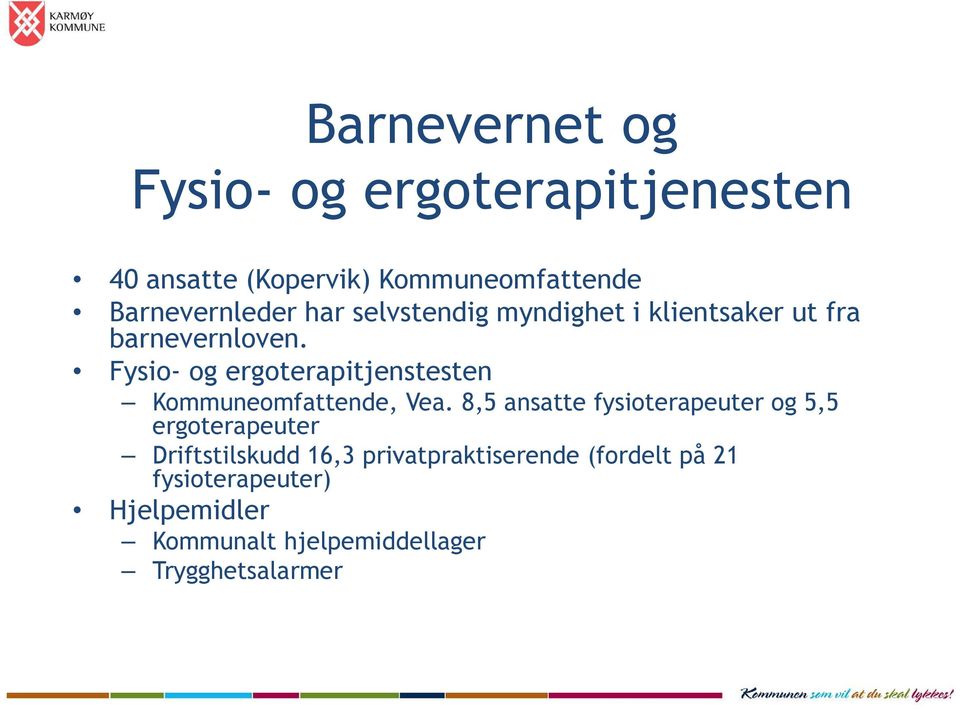 Fysio- og ergoterapitjenstesten Kommuneomfattende, Vea.