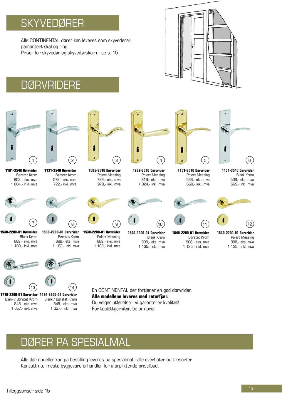 mva 1 024,- inkl. mva 1151-3510 dørvrider Polert Messing 536,- eks. mva 669,- inkl. mva 1151-3540 dørvrider Blank Krom 536,- eks. mva 669,- inkl. mva 7 8 9 10 11 12 1530-2200-01 dørvrider Blank Krom 882,- eks.