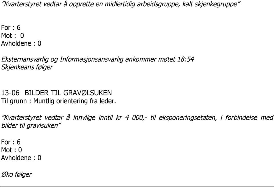 BILDER TIL GRAVØLSUKEN Til grunn : Muntlig orientering fra leder.