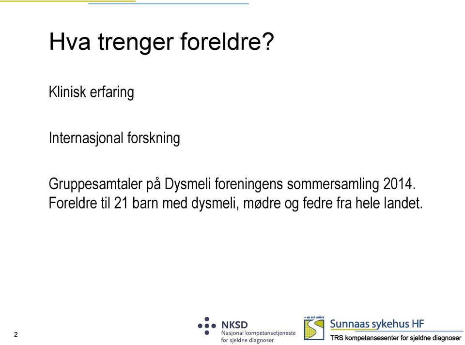 Gruppesamtaler på Dysmeli foreningens