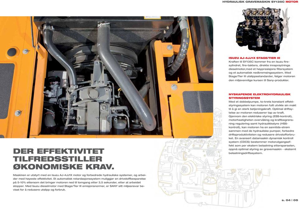 Nyskapende elektrohydraulisk styringssystem Med et dobbelpumpe, to-krets konstant effektstyringssystem kan motoren fullt utvikle sin makt til å gi en sterk betjeningskraft.