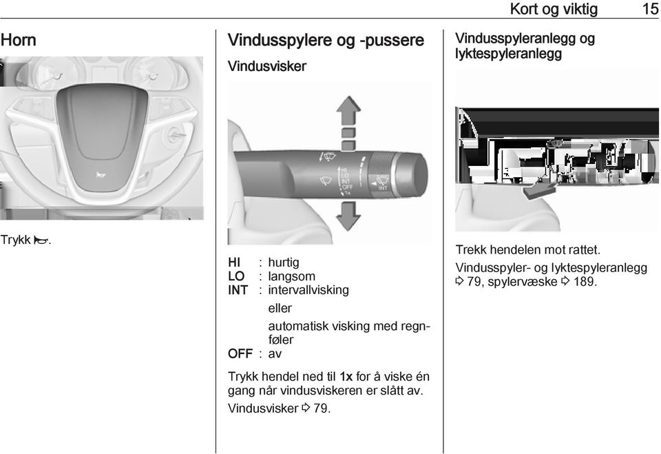 HI : hurtig LO : langsom INT : intervallvisking eller automatisk visking med regnføler OFF : av