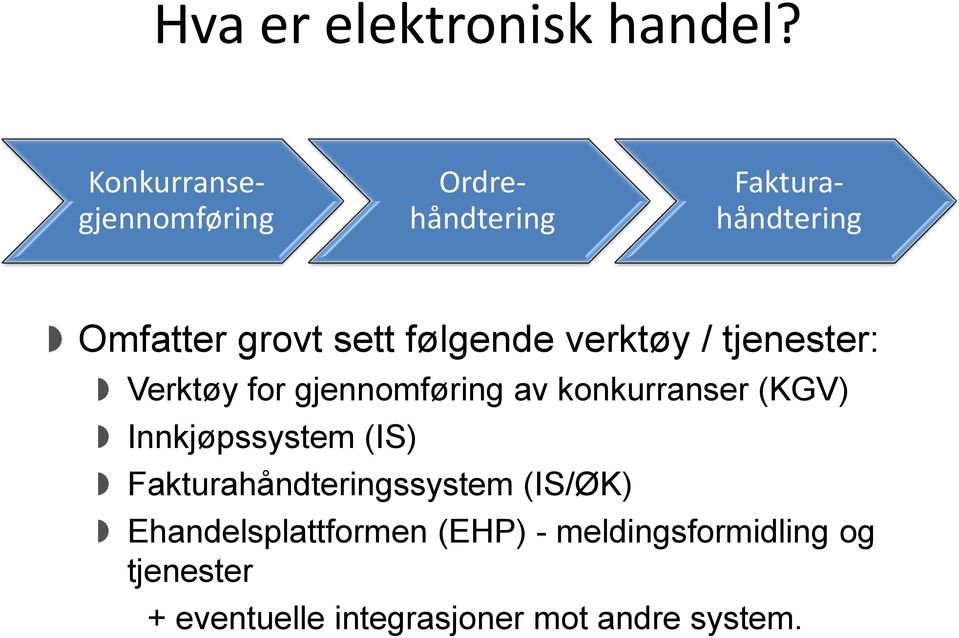 følgende verktøy / tjenester: Verktøy for gjennomføring av konkurranser (KGV)