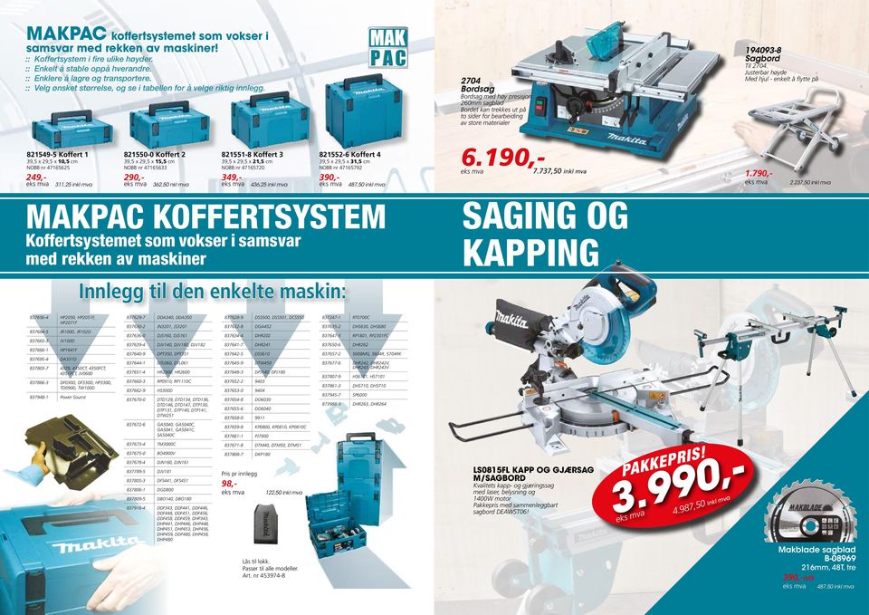 2704 Bordsag Bordsag med høy presisjon 260mm sagblad Bordet kan trekkes ut på to sider for bearbeiding av store materialer 194093-8 Sagbord Til 2704.