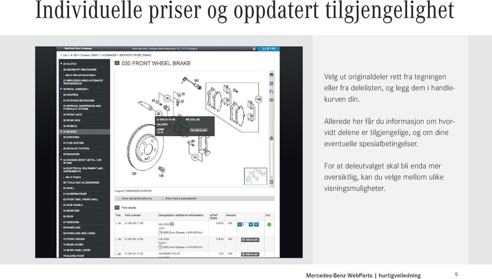 Allerede her får du informasjon om hvorvidt delene er tilgjengelige, og om dine eventuelle