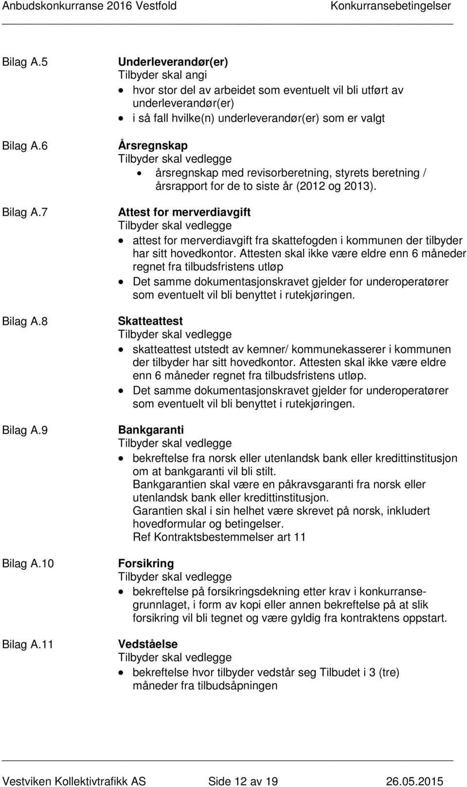 vedlegge årsregnskap med revisorberetning, styrets beretning / årsrapport for de to siste år (2012 og 2013).