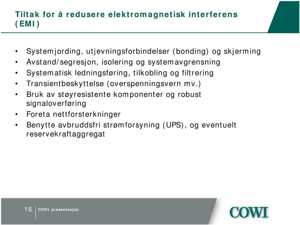 filtrering Transientbeskyttelse (overspenningsvern mv.