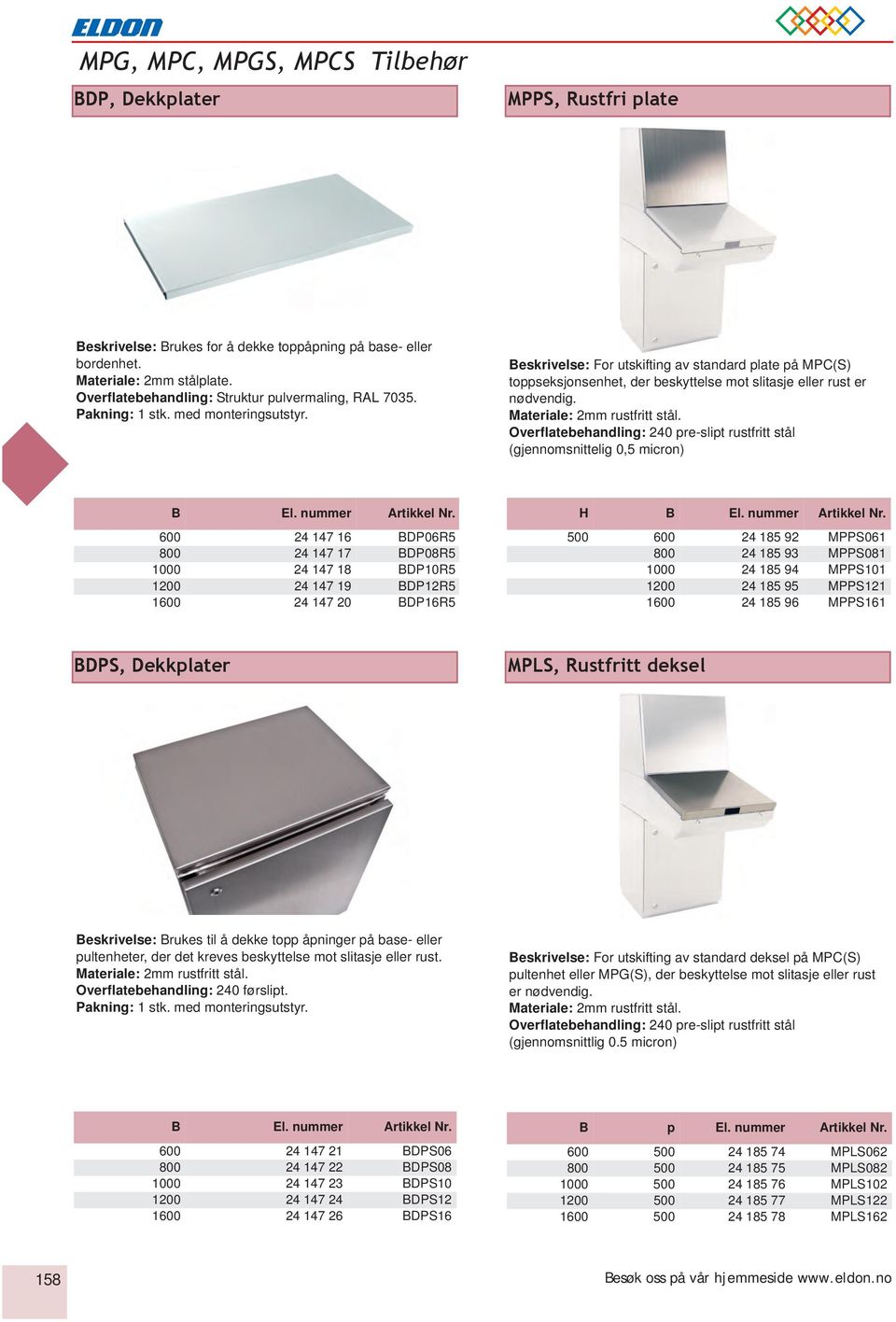 Beskrivelse: For utskifting av standard plate på MPC(S) toppseksjonsenhet, der beskyttelse mot slitasje eller rust er nødvendig. Materiale: 2mm rustfritt stål.