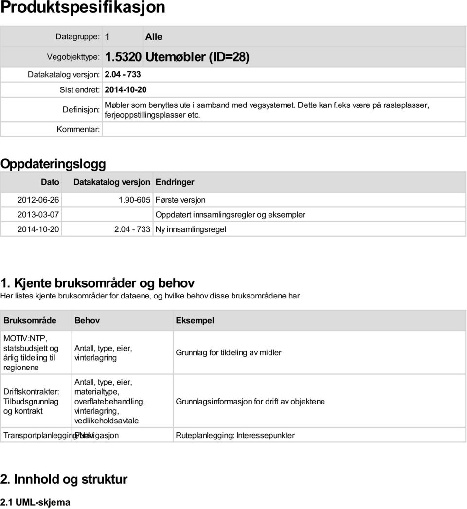 Oppdateringslogg Dato Datakatalog versjon Endringer 2012-06-26 1.90-605 Første versjon 2013-03-07 Oppdatert innsamlingsregler og eksempler 2014-10-20 2.04-733 Ny innsamlingsregel 1.