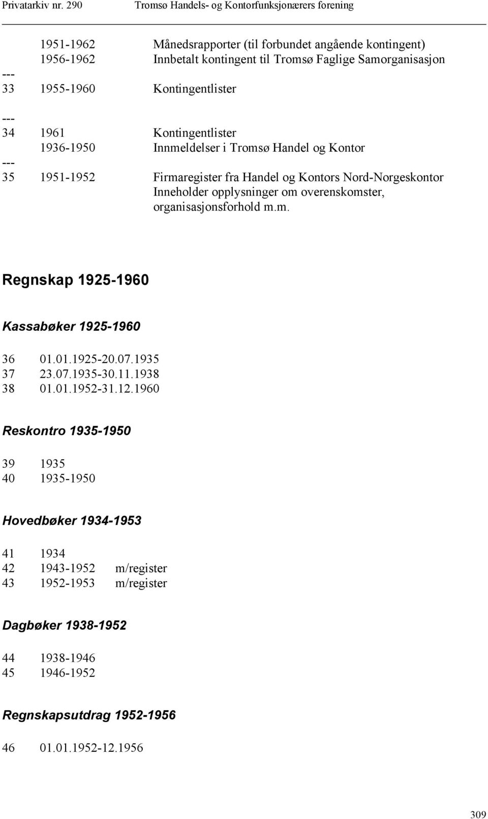 overenskomster, organisasjonsforhold m.m. Regnskap 1925-1960 Kassabøker 1925-1960 36 01.01.1925-20.07.1935 37 23.07.1935-30.11.1938 38 01.01.1952-31.12.