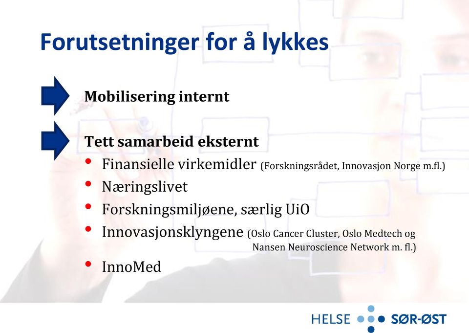 fl.) Næringslivet Forskningsmiljøene, særlig UiO Innovasjonsklyngene