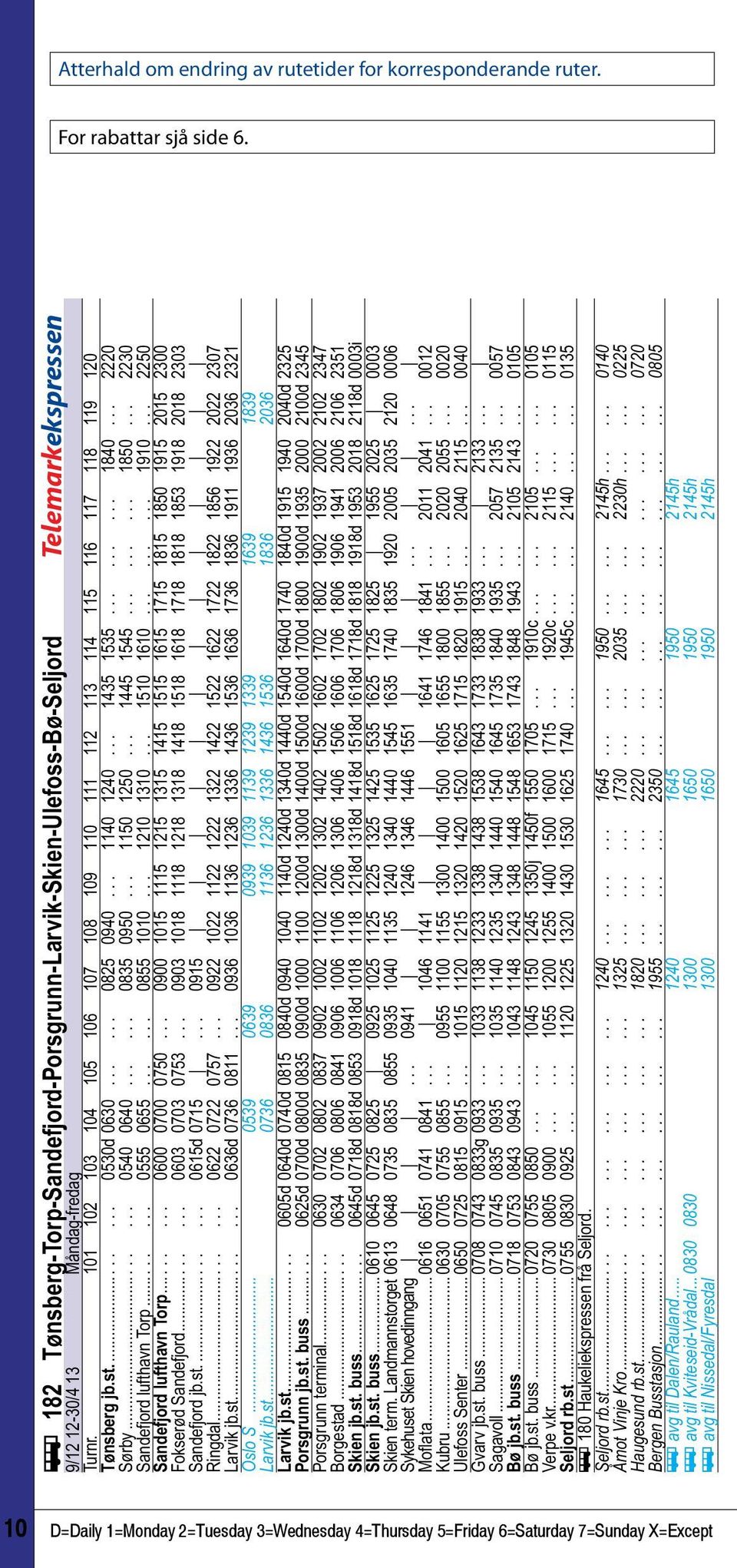101 102 103 104 105 106 107 108 109 110 111 112 113 114 115 116 117 118 119 120 Tønsberg jb.st........ 0530d 0630...... 0825 0940... 1140 1240... 1435 1535......... 1840... 2220 Sørby........ 0540 0640.