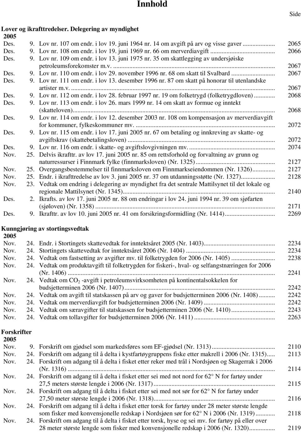 i lov 29. november 1996 nr. 68 om skatt til Svalbard... 2067 Des. 9. Lov nr. 111 om endr. i lov 13. desember 1996 nr. 87 om skatt på honorar til utenlandske artister m.v.... 2067 Des. 9. Lov nr. 112 om endr.