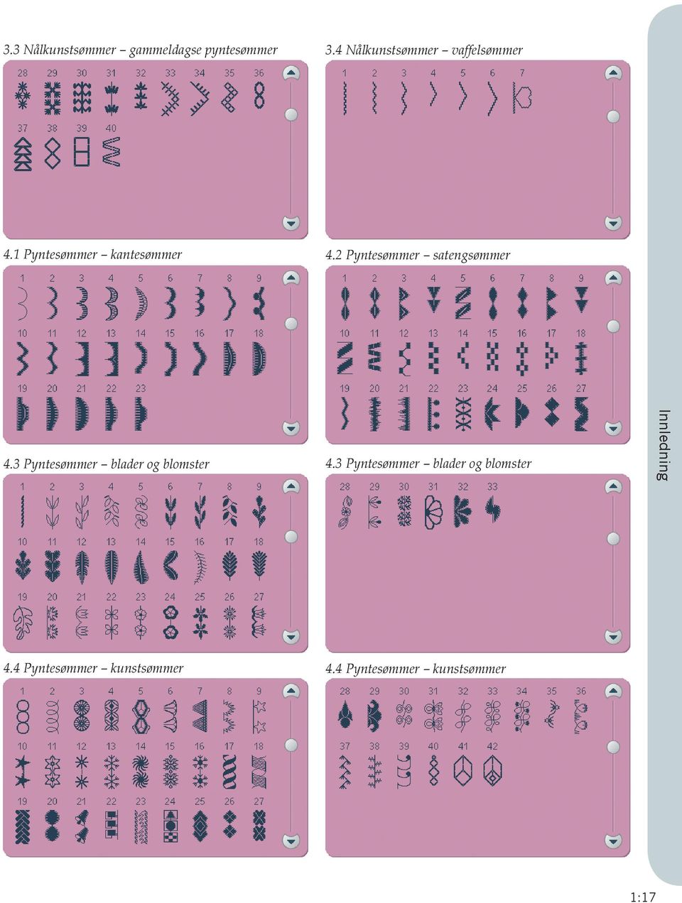 2 Pyntesømmer satengsømmer 4.3 Pyntesømmer blader og blomster 4.
