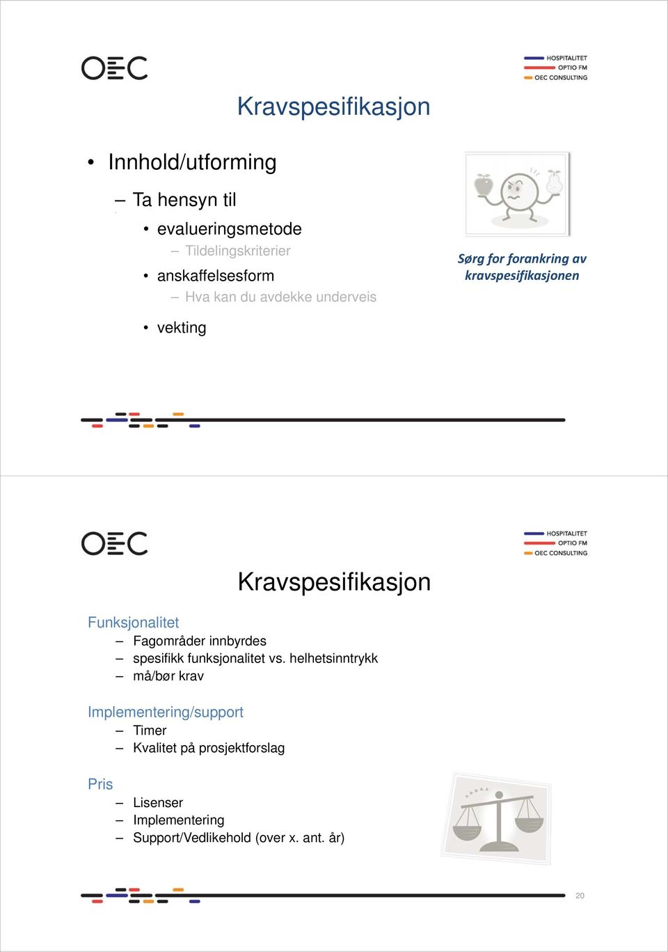 Funksjonalitet Fagområder innbyrdes spesifikk funksjonalitet vs.