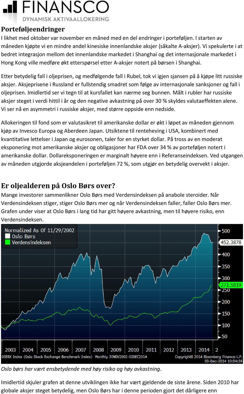 Etter betydelig fall i oljeprisen, og medfølgende fall i Rubel, tok vi igjen sjansen på å kjøpe litt russiske aksjer.