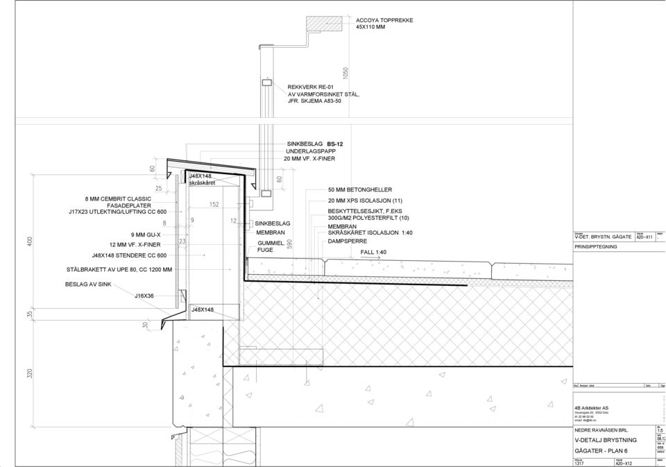 X-FINER STENDERE CC 600 SINKBESLAG MEMBRAN GUMMIEL. FUGE 20 MM XPS ISOLASJON (11) BESKYTTELSESJIKT, F.