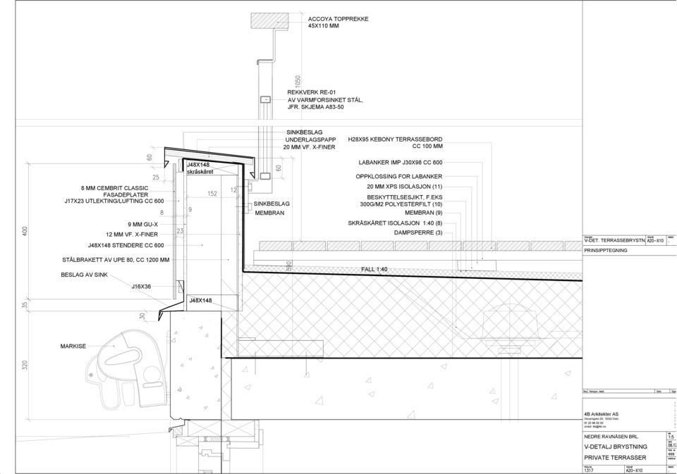 X-FINER STENDERE CC 600 STÅLBRAKETT AV UPE 80, CC 1200 MM J16X36 skråskåret SINKBESLAG UNDERLAGSPAPP 20 MM VF.