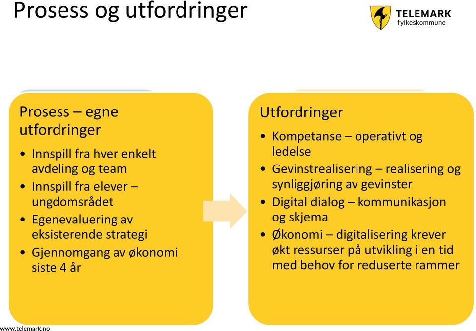 Kompetanse operativt og ledelse Gevinstrealisering realisering og synliggjøring av gevinster Digital dialog