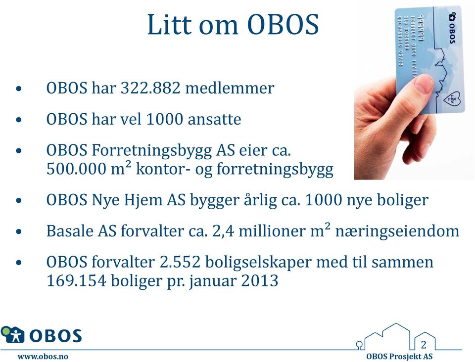 000 m² kontor- og forretningsbygg OBOS Nye Hjem AS bygger årlig ca.