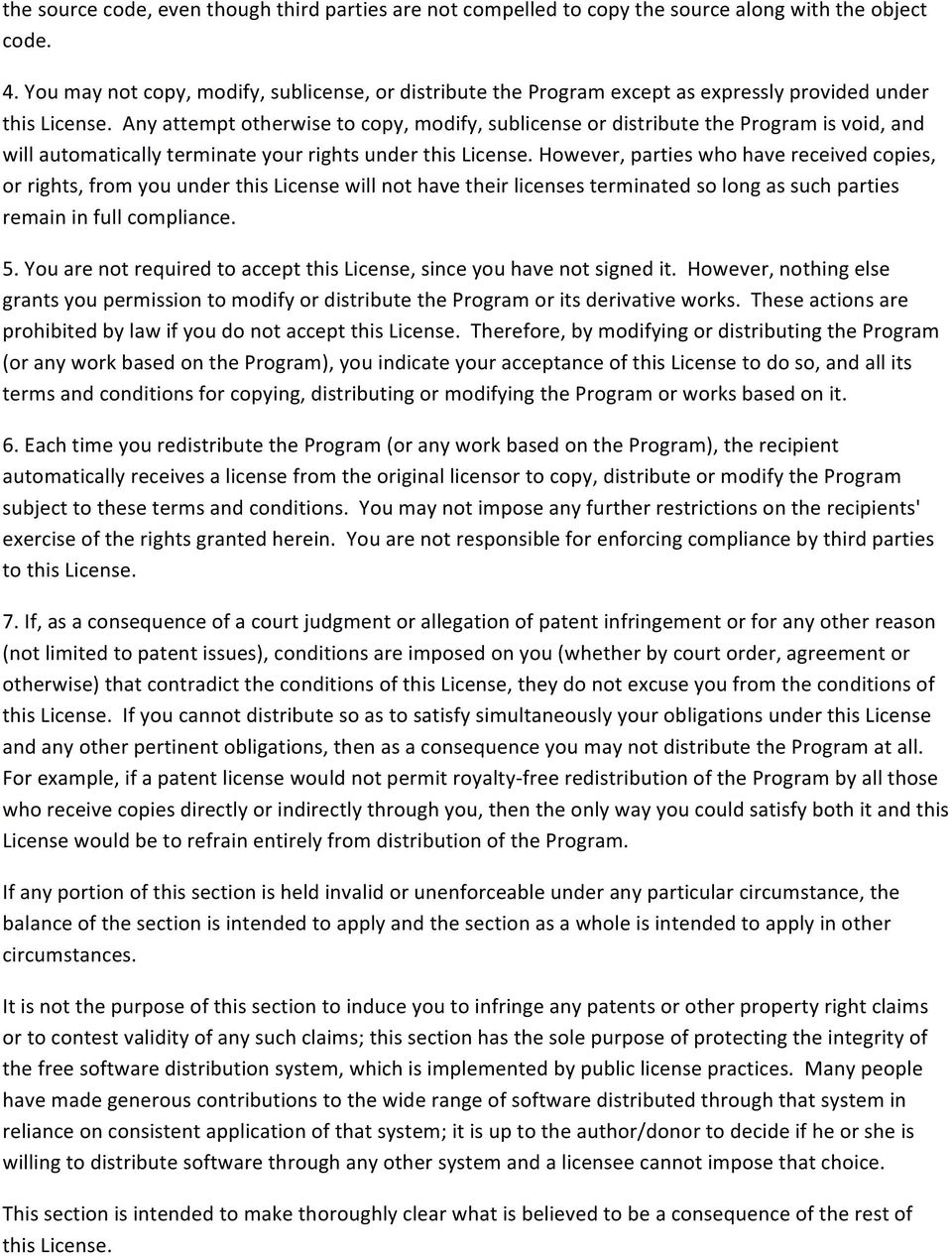 Any attempt otherwise to copy, modify, sublicense or distribute the Program is void, and will automatically terminate your rights under this License.