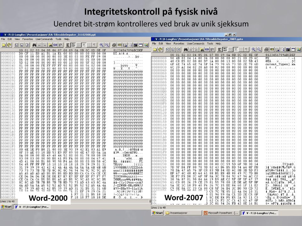 bit-strøm kontrolleres ved