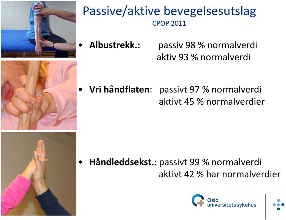 håndflaten: passivt 97 % normalverdi aktivt 45 %