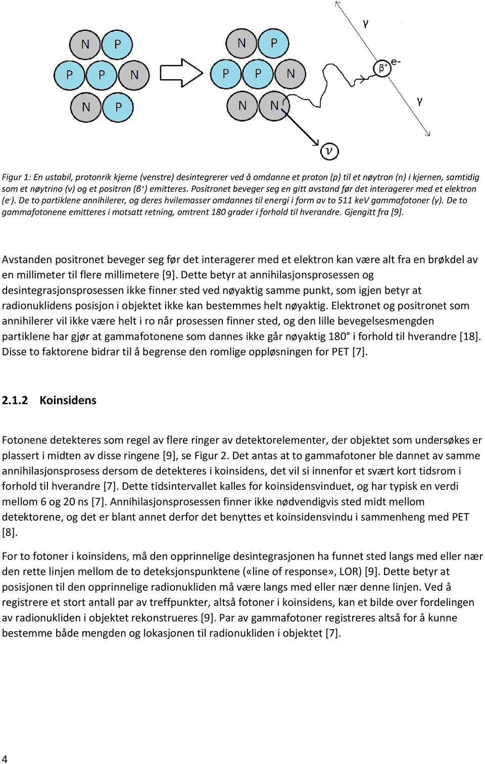 De to gammafotonene emitteres i motsatt retning, omtrent 180 grader i forhold til hverandre. Gjengitt fra [9].