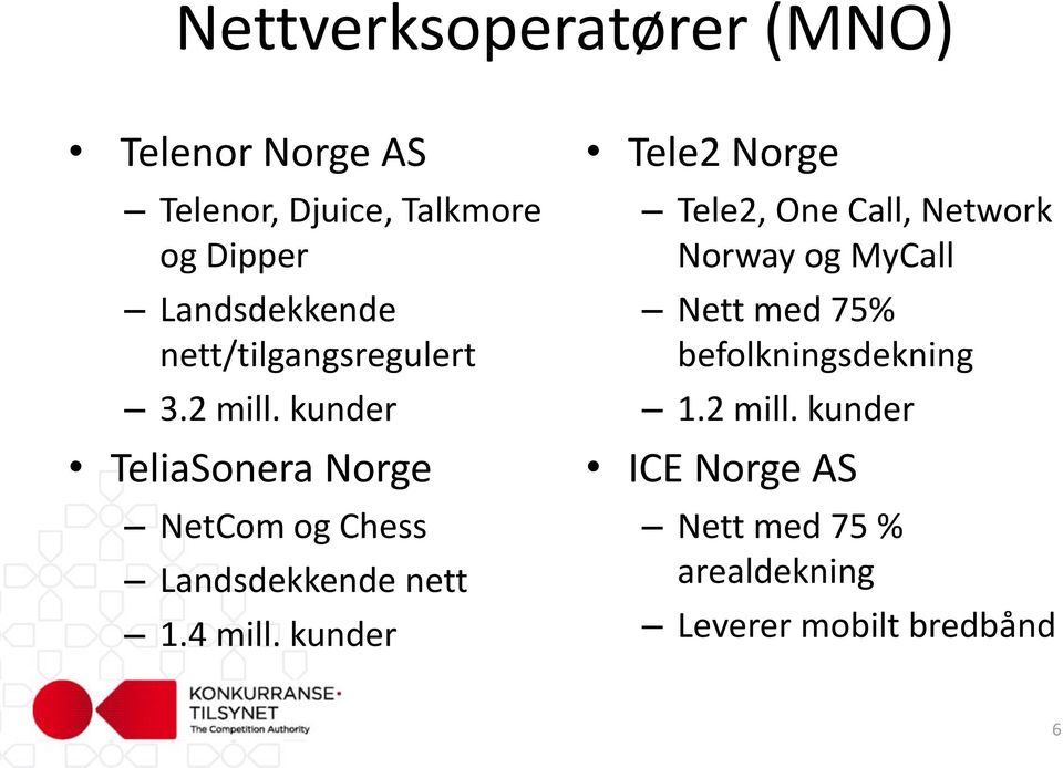 kunder TeliaSonera Norge NetCom og Chess Landsdekkende nett 1.4 mill.