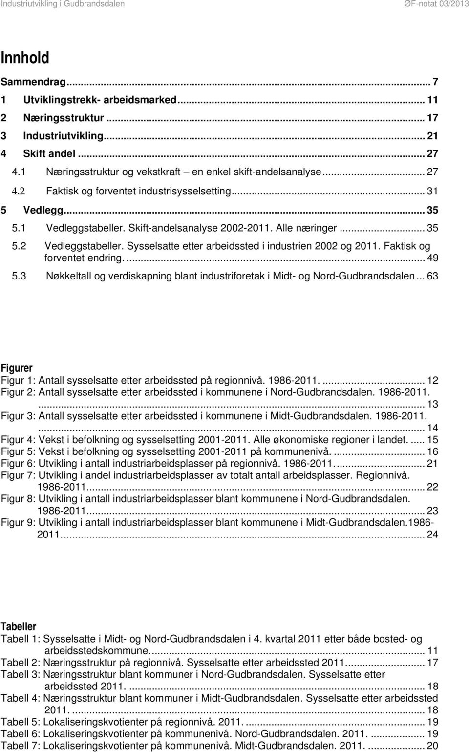 Alle næringer... 35 5.2 Vedleggstabeller. Sysselsatte etter arbeidssted i industrien 2002 og 2011. Faktisk og forventet endring.... 49 5.