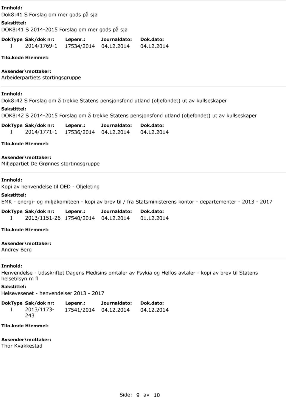 av henvendelse til OED - Oljeleting EMK - energi- og miljøkomiteen - kopi av brev til / fra Statsministerens kontor - departementer - 2013-2017 2013/1151-26 17540/2014 01.12.