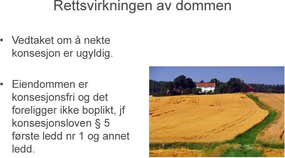 Eiendommen er konsesjonsfri og det