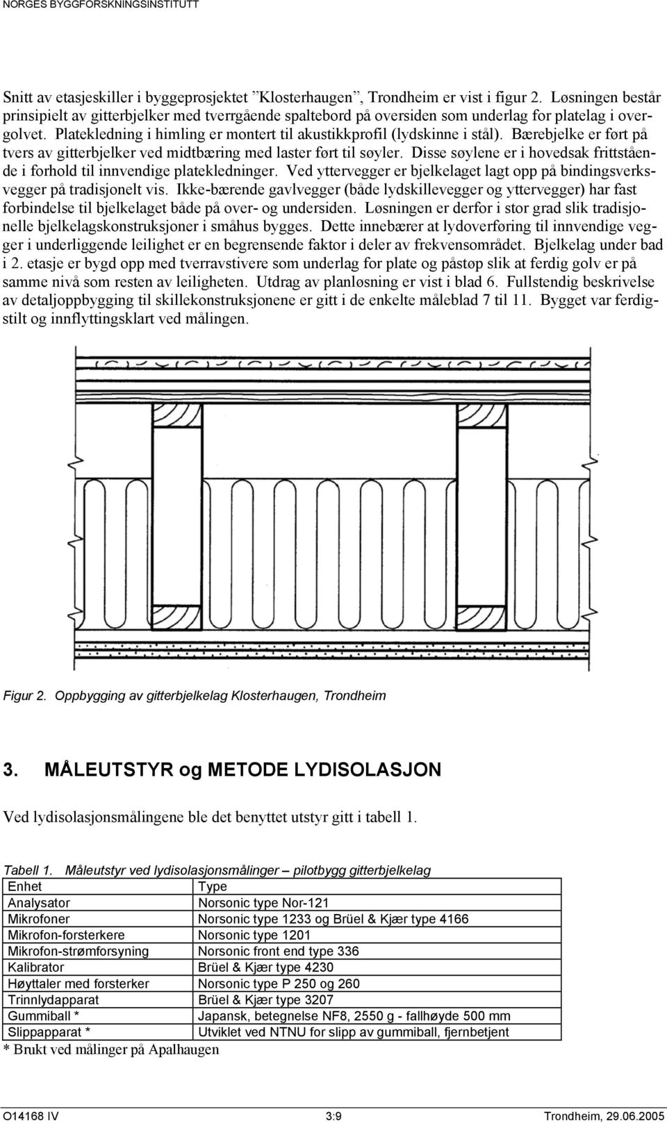 Disse søylene er i hovedsak frittstående i forhold til innvendige platekledninger. Ved yttervegger er bjelkelaget lagt opp på bindingsverksvegger på tradisjonelt vis.