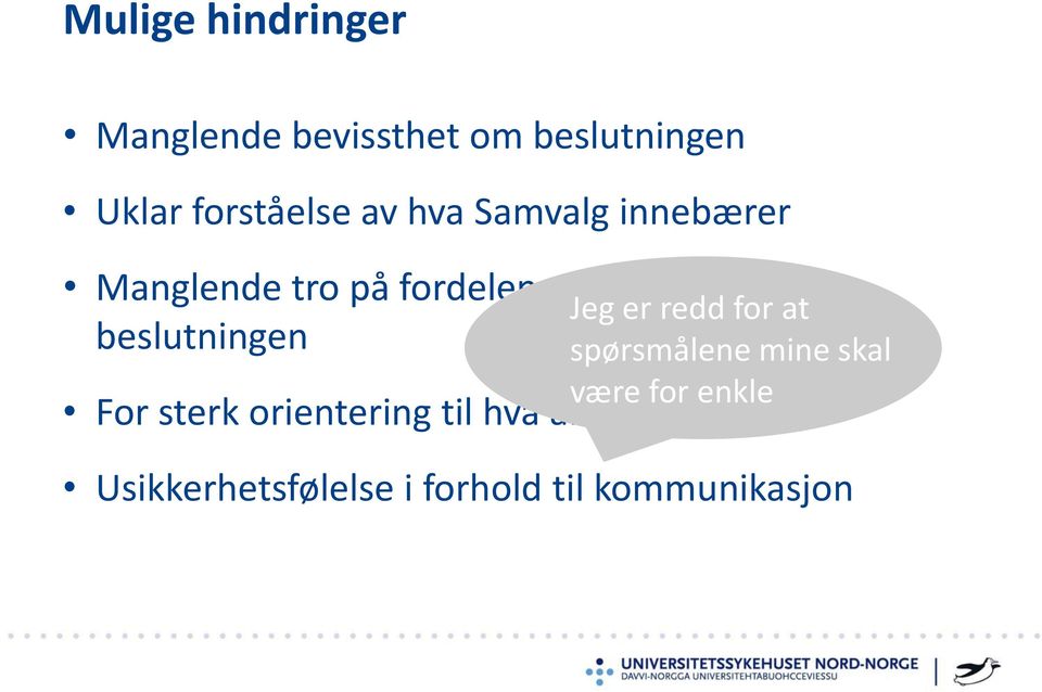 beslutningen Jeg er redd for at spørsmålene mine skal være for enkle For