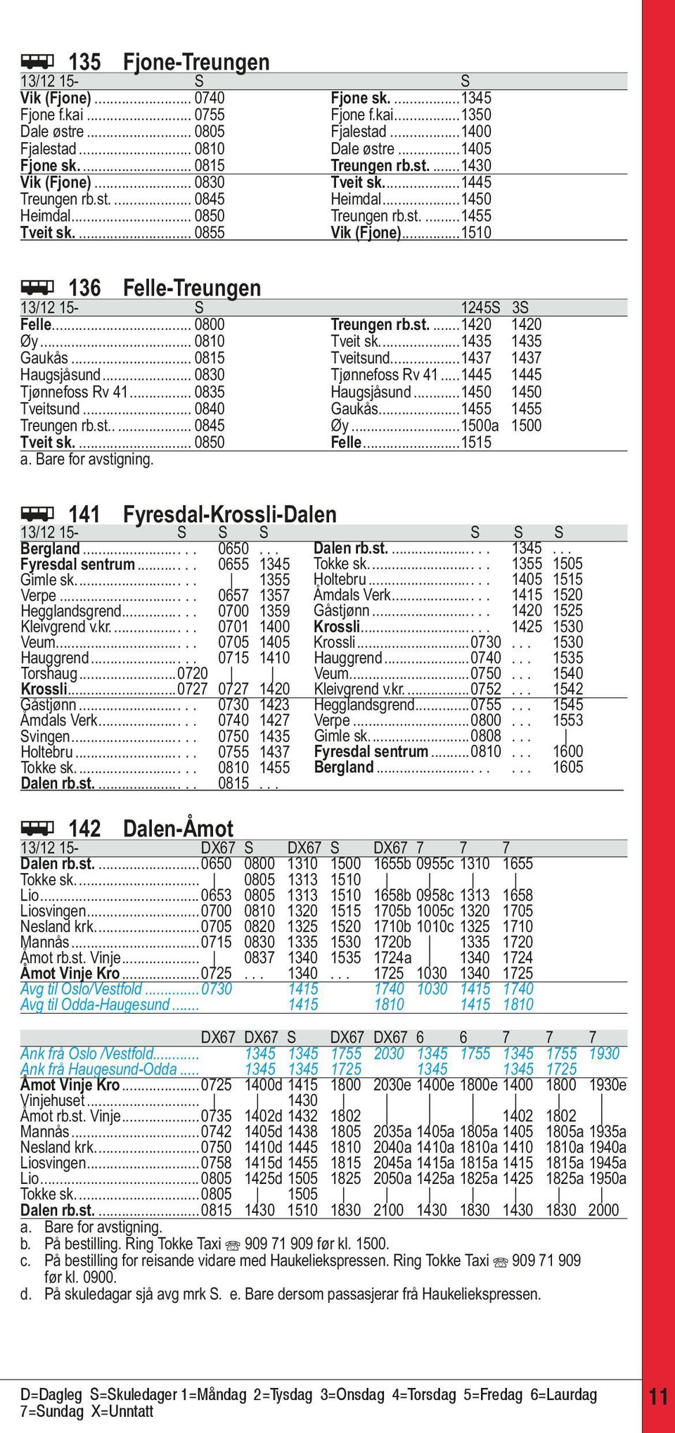 .. 0800 Treungen rb.st...1420 1420 Øy... 0810 Tveit sk...1435 1435 Gaukås... 0815 Tveitsund...1437 1437 Haugsjåsund... 0830 Tjønnefoss Rv 41...1445 1445 Tjønnefoss Rv 41... 0835 Haugsjåsund.