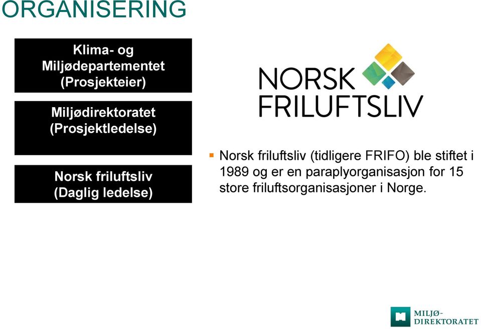 ledelse) Norsk friluftsliv (tidligere FRIFO) ble stiftet i 1989