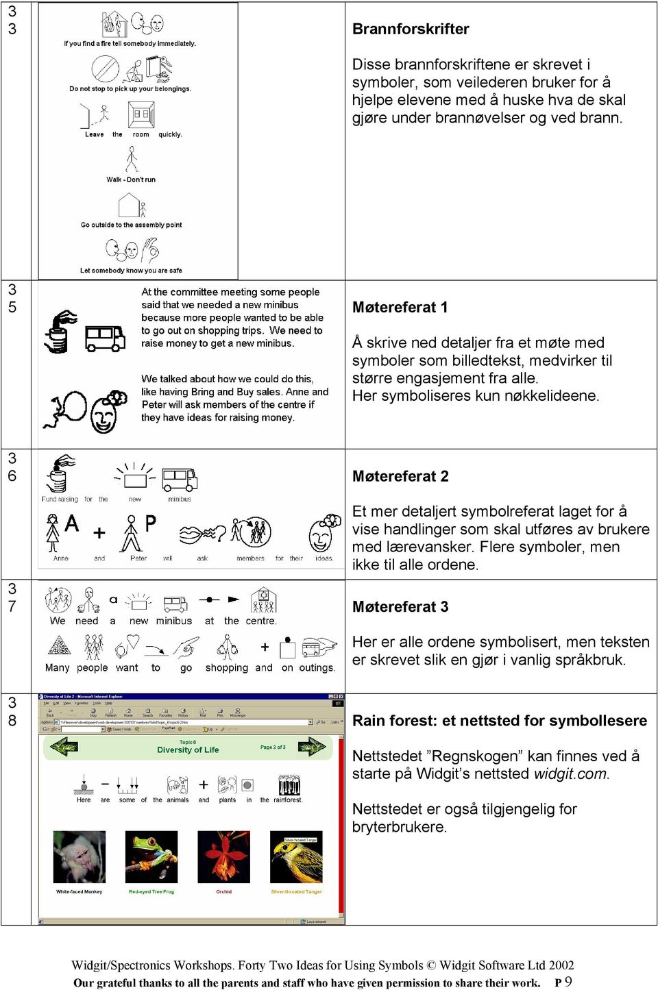 6 Møtereferat Et mer detaljert symbolreferat laget for å vise handlinger som skal utføres av brukere med lærevansker. Flere symboler, men ikke til alle ordene.