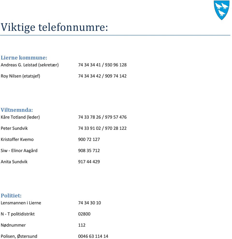 Totland (leder) 74 33 78 26 / 979 57 476 Peter Sundvik 74 33 91 02 / 970 28 122 Kristoffer Kvemo 900 72 127