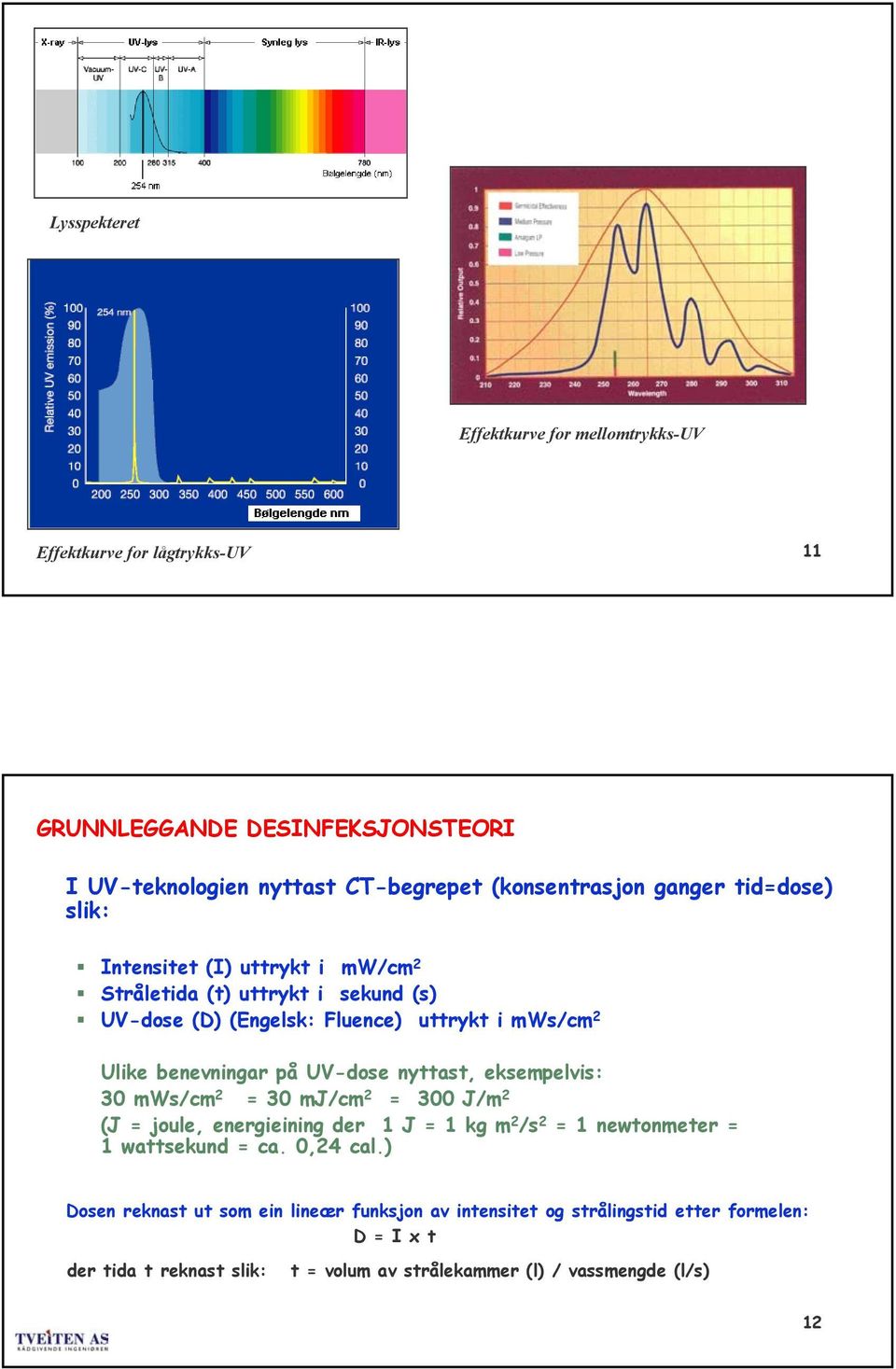 eksempelvis: 30 mws/cm 2 = 30 mj/cm 2 = 300 J/m 2 (J = joule, energieining der 1 J = 1 kg m 2 /s 2 = 1 newtonmeter = 1 wattsekund = ca. 0,24 cal.